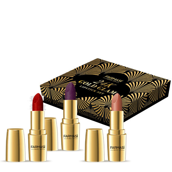 24K Gold Glam Lipstick | Farmasi | Set of 3