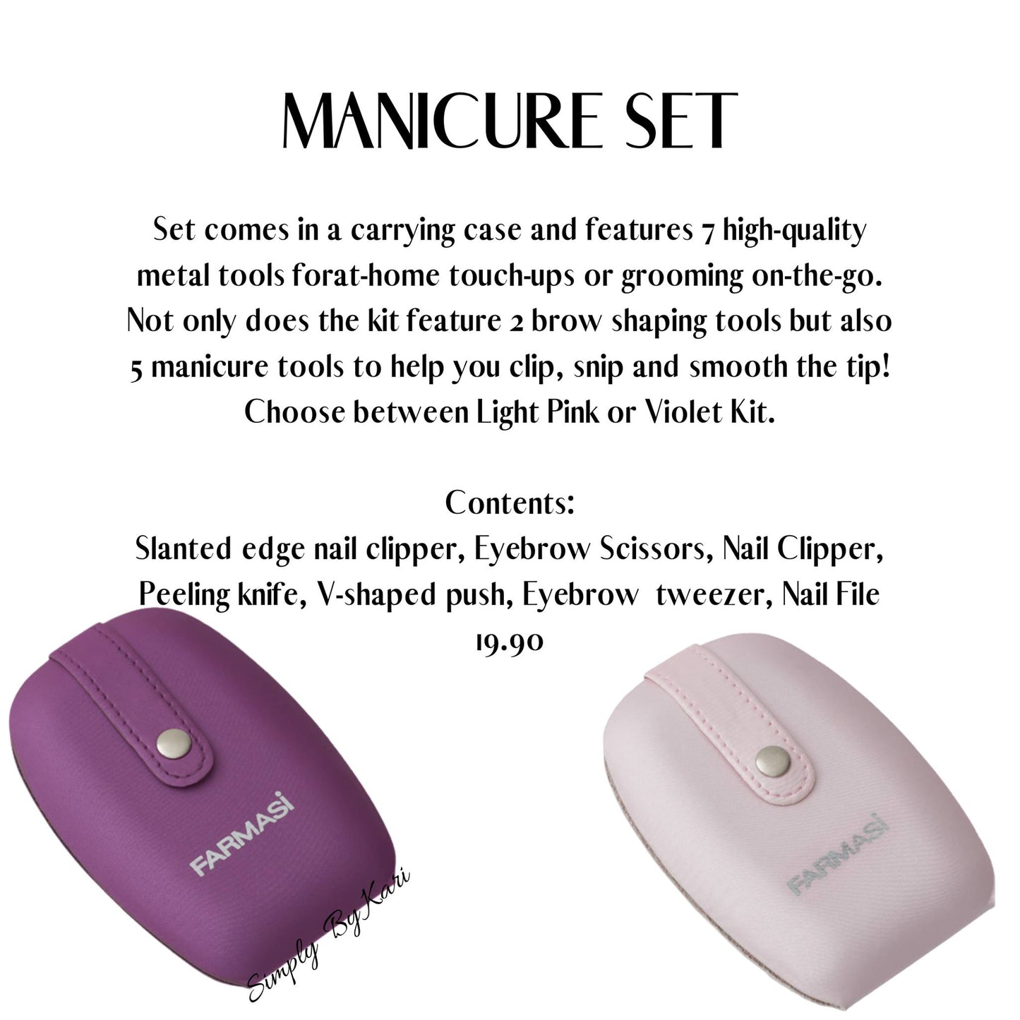 Manicure & Eyebrow Kit - purple or pink case | Farmasi