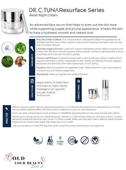 Resurface Reset Night Cream | Dr. C. Tuna | Farmasi